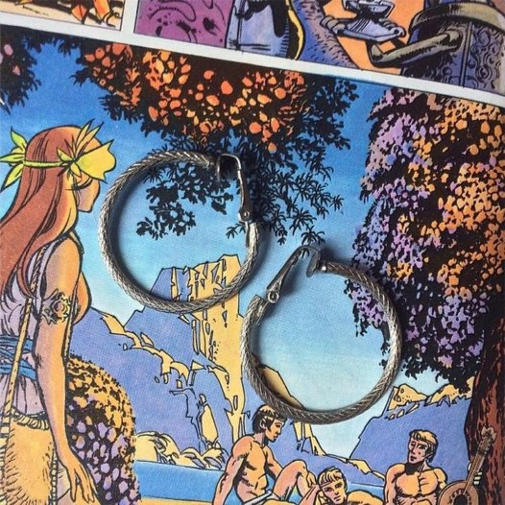 Vintage Silver Hoop Clip Earrings